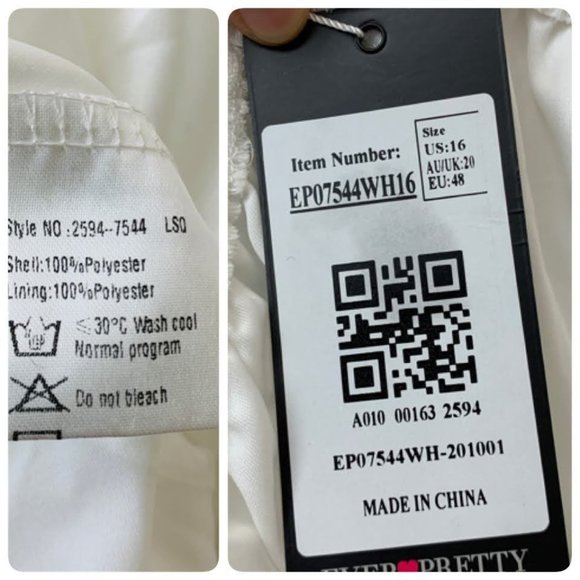 Ever Pretty V-Neck Lace Appliques Tulle Wedding Evening Gown Sz 16 White - Picture 10 of 11